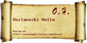 Oszlanszki Hella névjegykártya